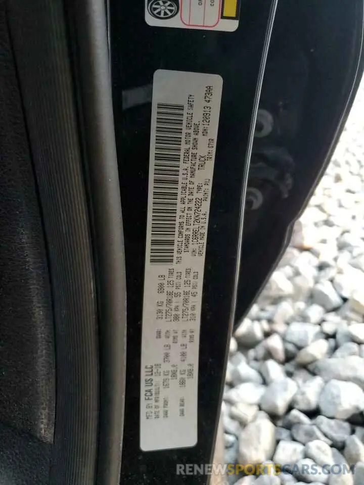 12 Фотография поврежденного автомобиля 1C6RRELT2KN724222 RAM 1500 2019