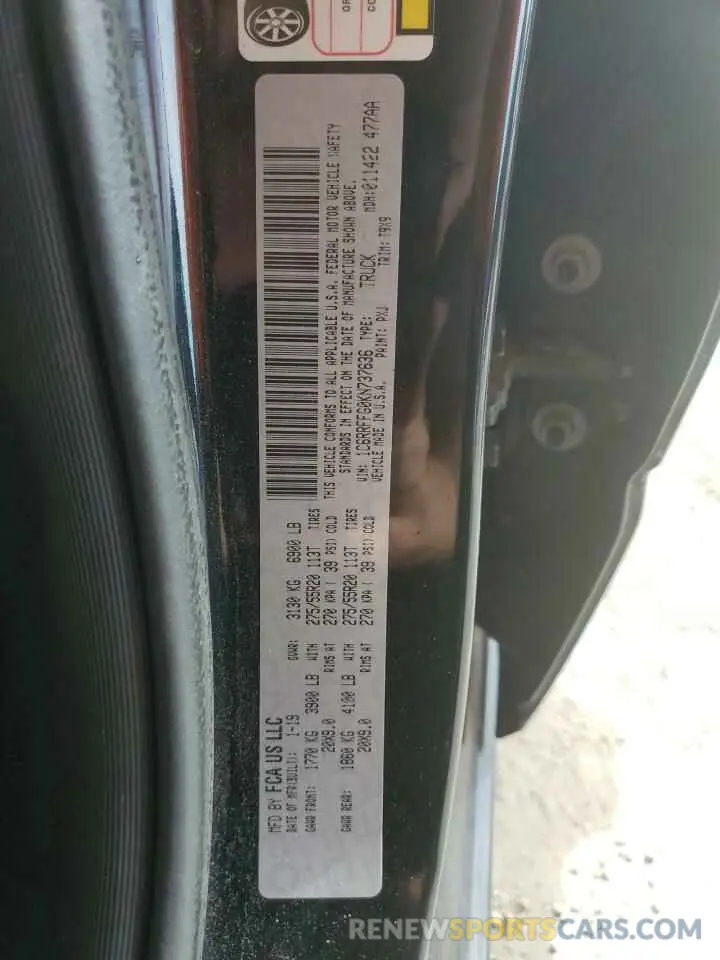 13 Photograph of a damaged car 1C6RRFFG0KN737636 RAM 1500 2019