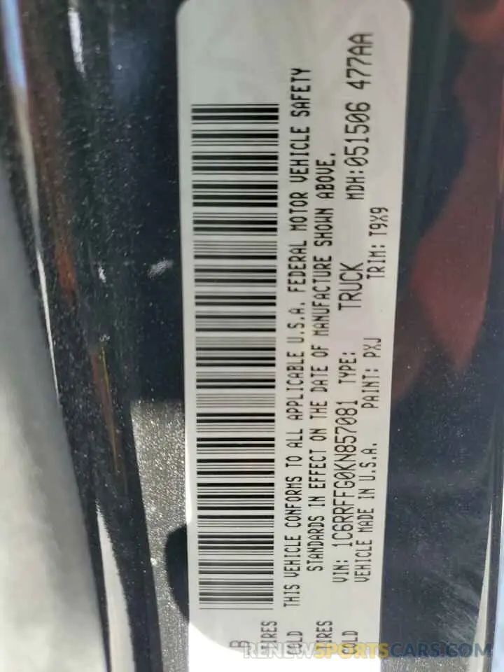 12 Photograph of a damaged car 1C6RRFFG0KN857081 RAM 1500 2019