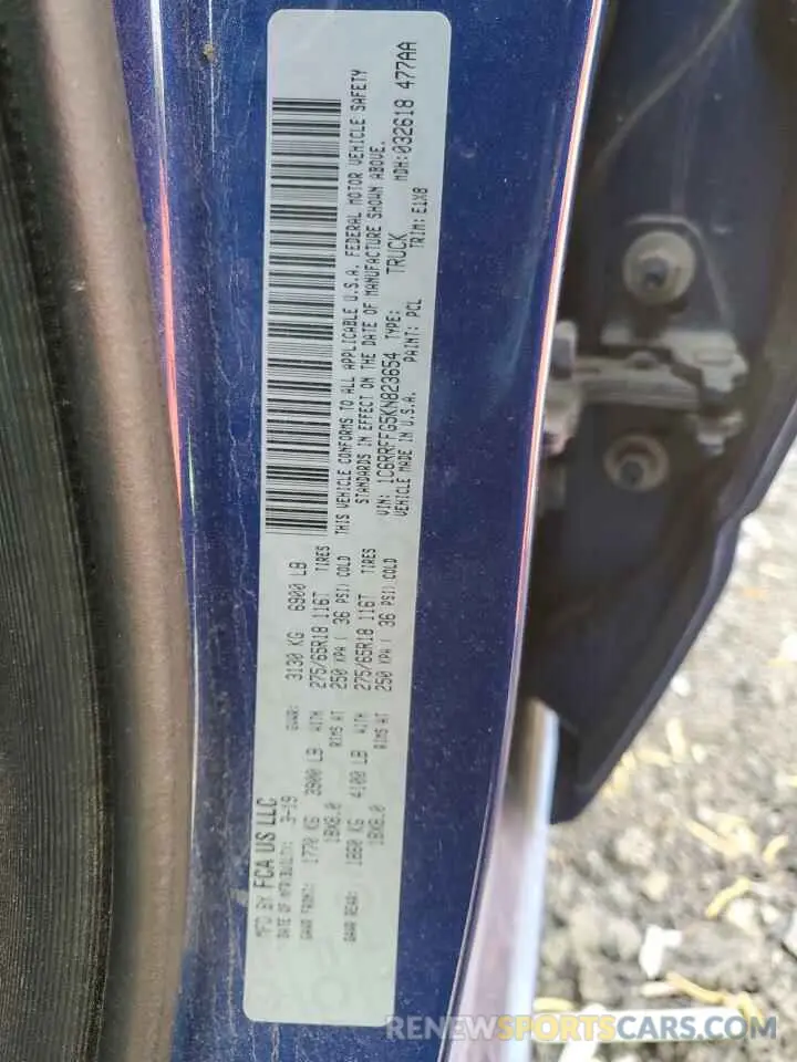 13 Photograph of a damaged car 1C6RRFFG5KN823654 RAM 1500 2019