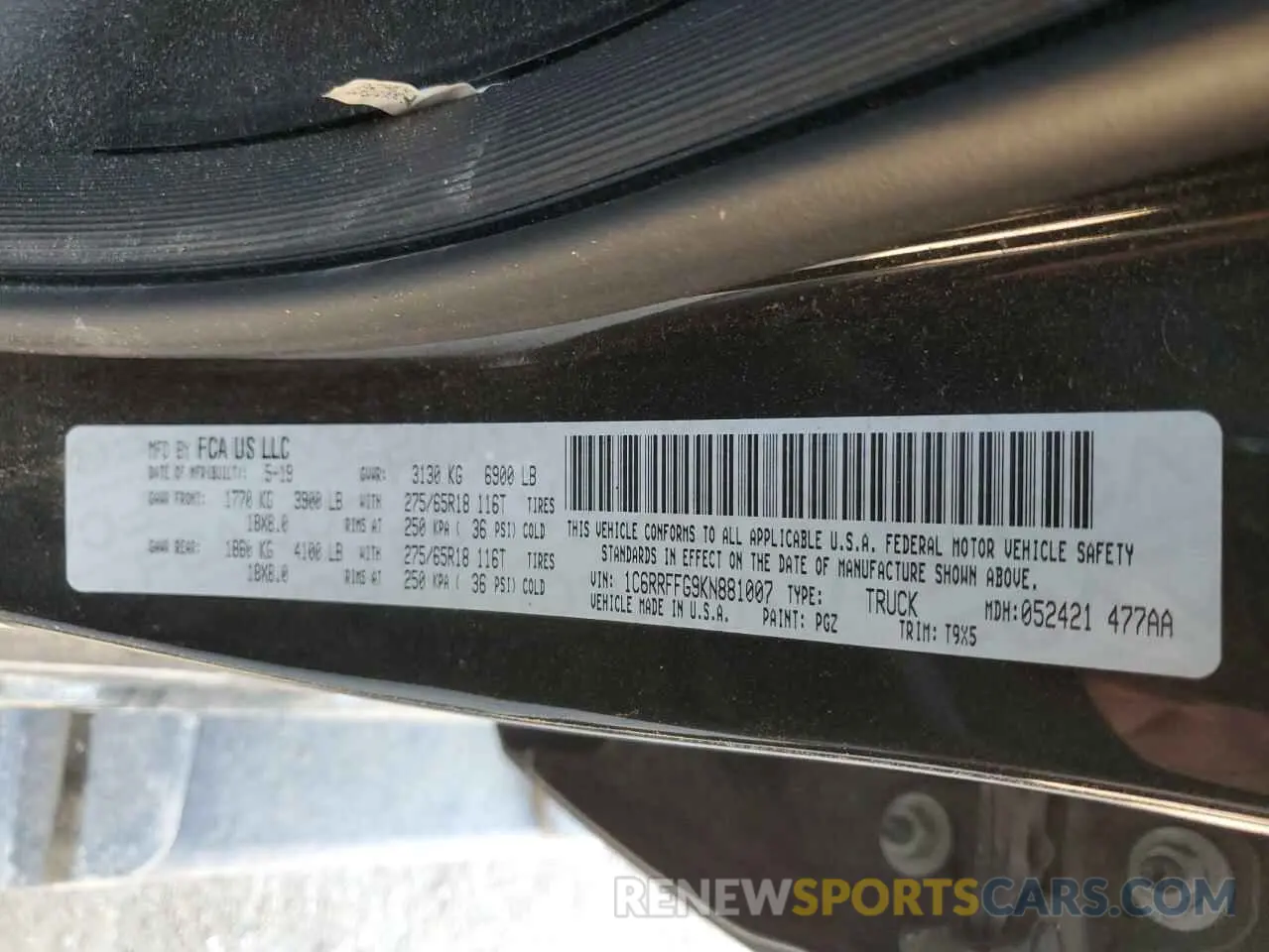 12 Photograph of a damaged car 1C6RRFFG9KN881007 RAM 1500 2019