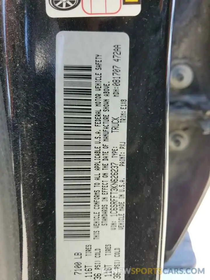 14 Photograph of a damaged car 1C6SRFFT3KN626237 RAM 1500 2019