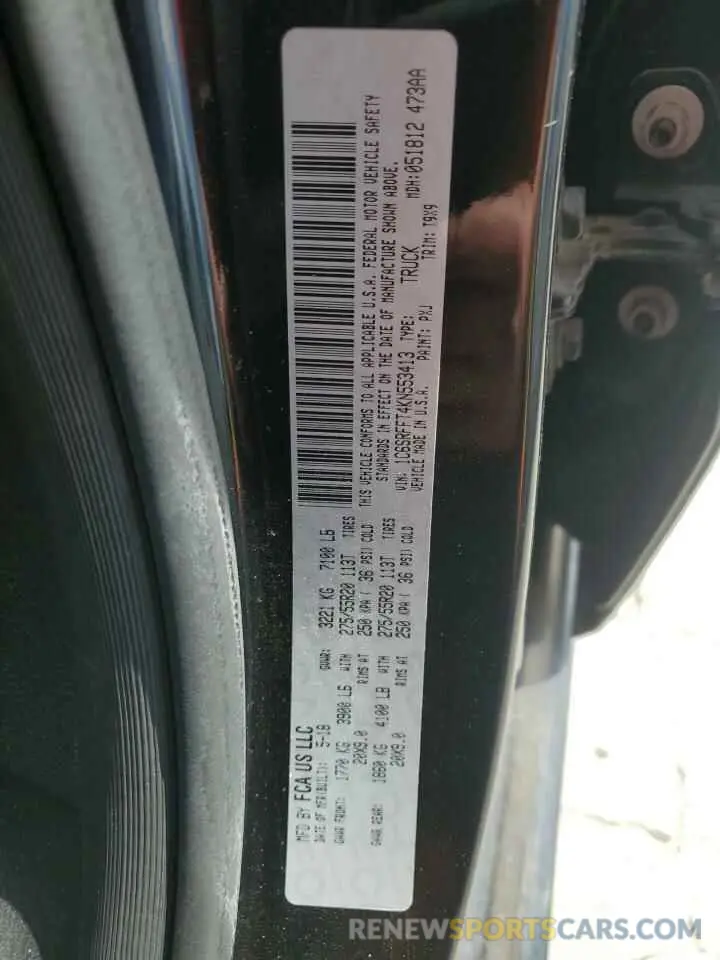 12 Photograph of a damaged car 1C6SRFFT4KN553413 RAM 1500 2019