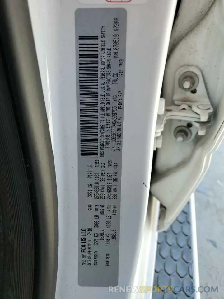 13 Photograph of a damaged car 1C6SRFFT4KN598755 RAM 1500 2019
