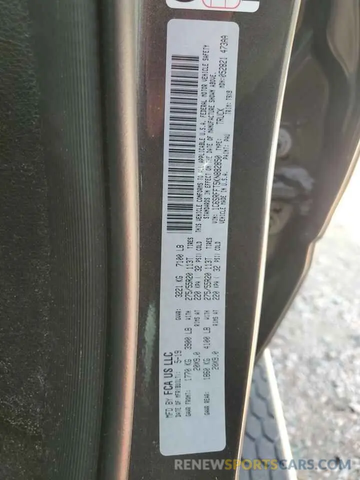 12 Photograph of a damaged car 1C6SRFFT5KN882850 RAM 1500 2019