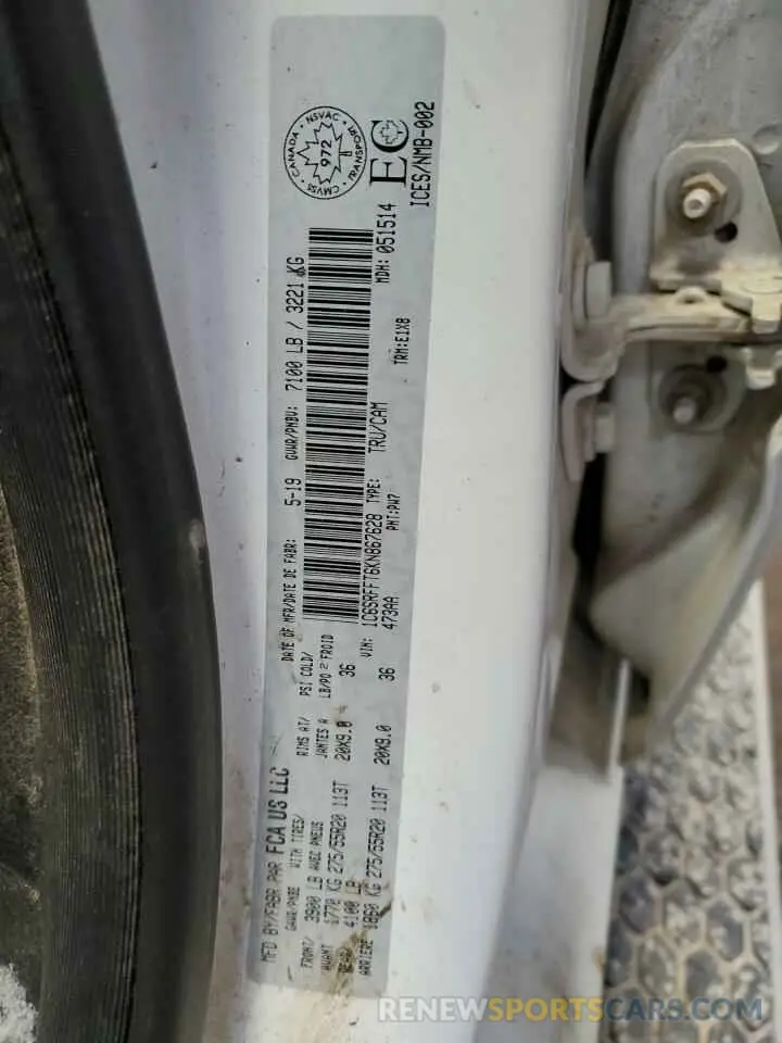 13 Фотография поврежденного автомобиля 1C6SRFFT6KN867628 RAM 1500 2019
