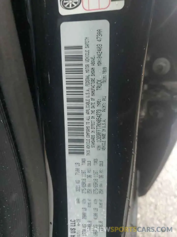 12 Photograph of a damaged car 1C6SRFFT7KN854273 RAM 1500 2019