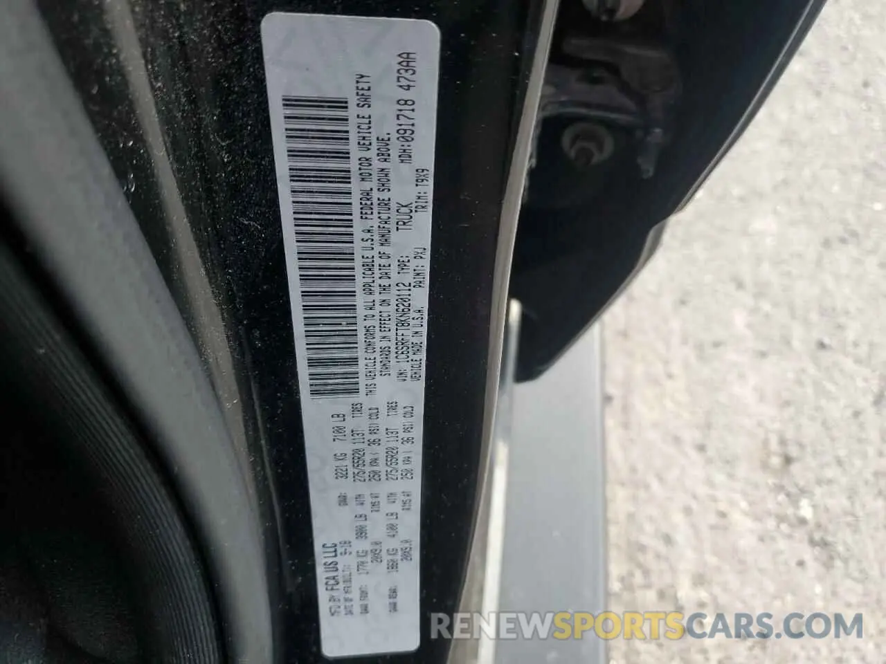 13 Фотография поврежденного автомобиля 1C6SRFFT8KN620112 RAM 1500 2019