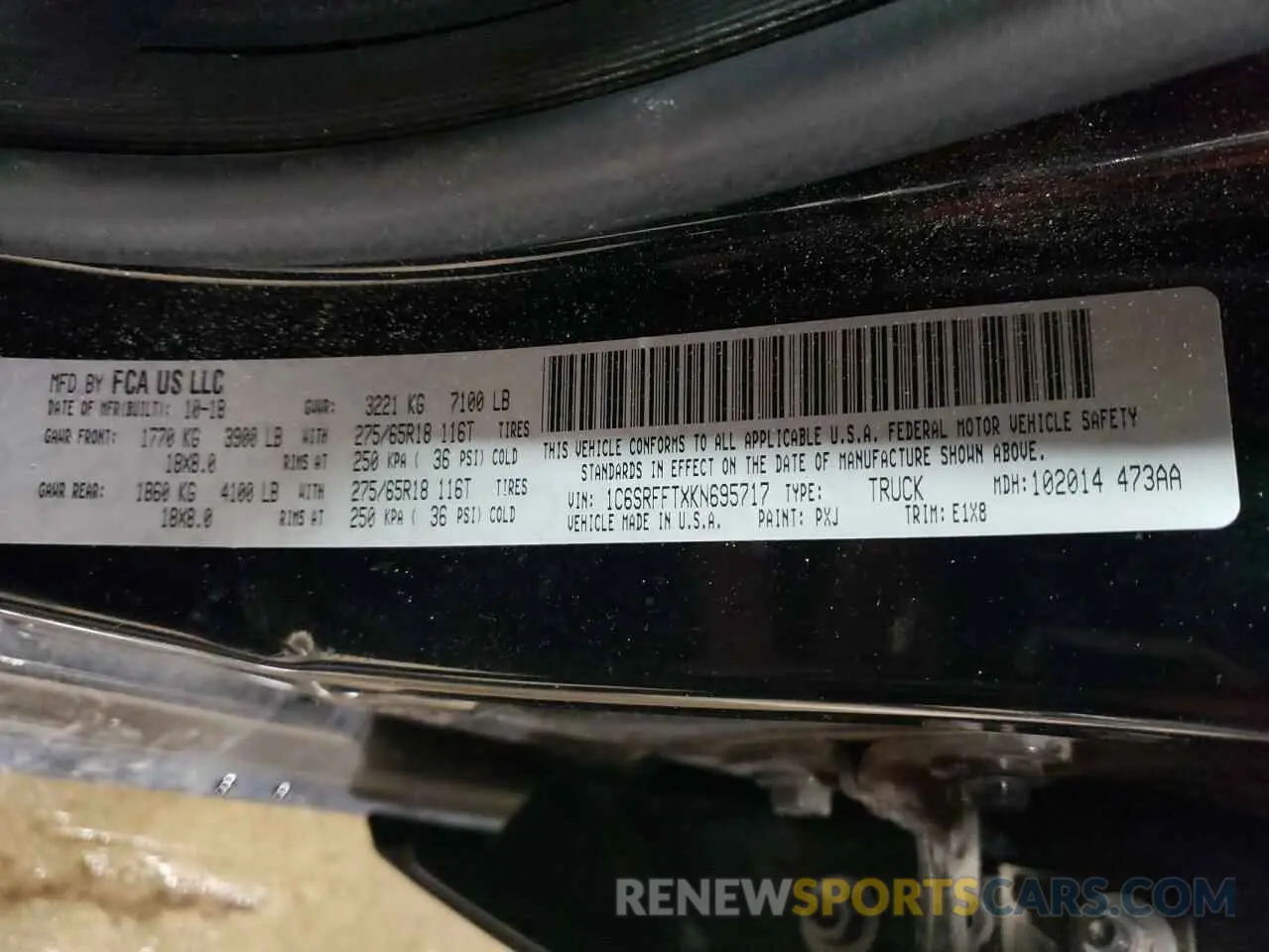 12 Photograph of a damaged car 1C6SRFFTXKN695717 RAM 1500 2019