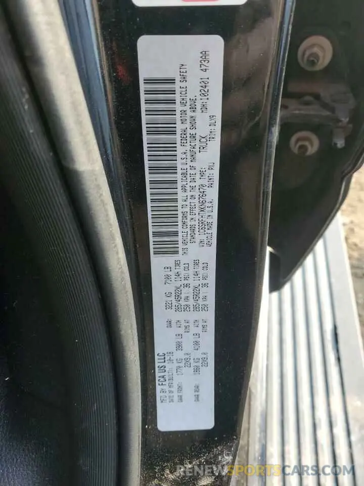 14 Photograph of a damaged car 1C6SRFHTXKN676470 RAM 1500 2019