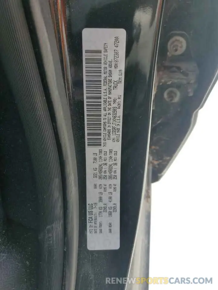 12 Фотография поврежденного автомобиля 1C6SRFJT1KN632903 RAM 1500 2019
