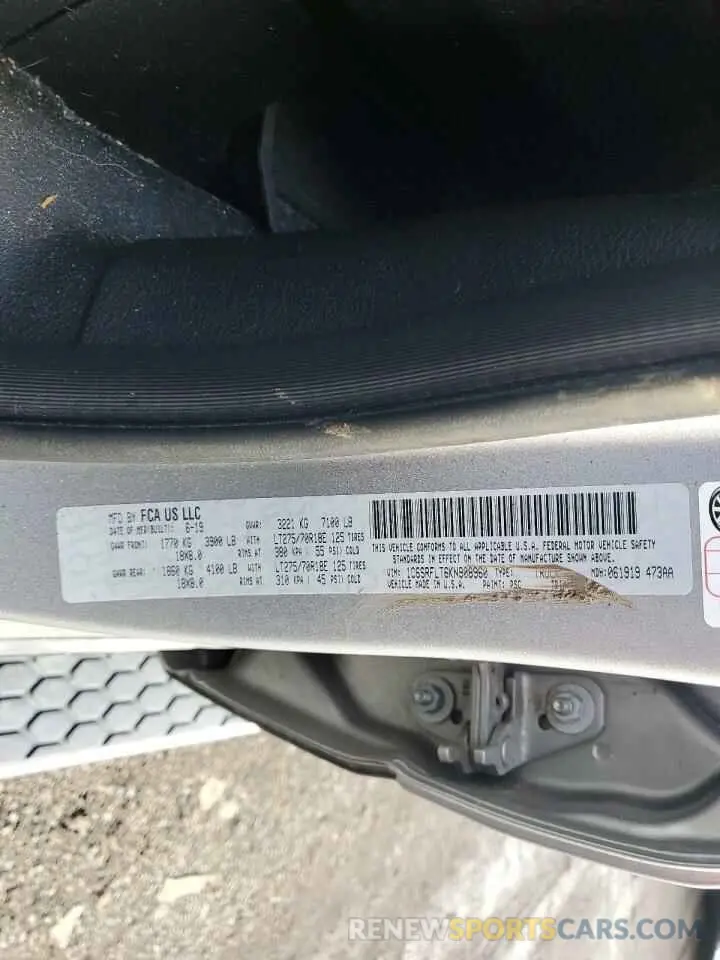 12 Photograph of a damaged car 1C6SRFLT6KN908960 RAM 1500 2019
