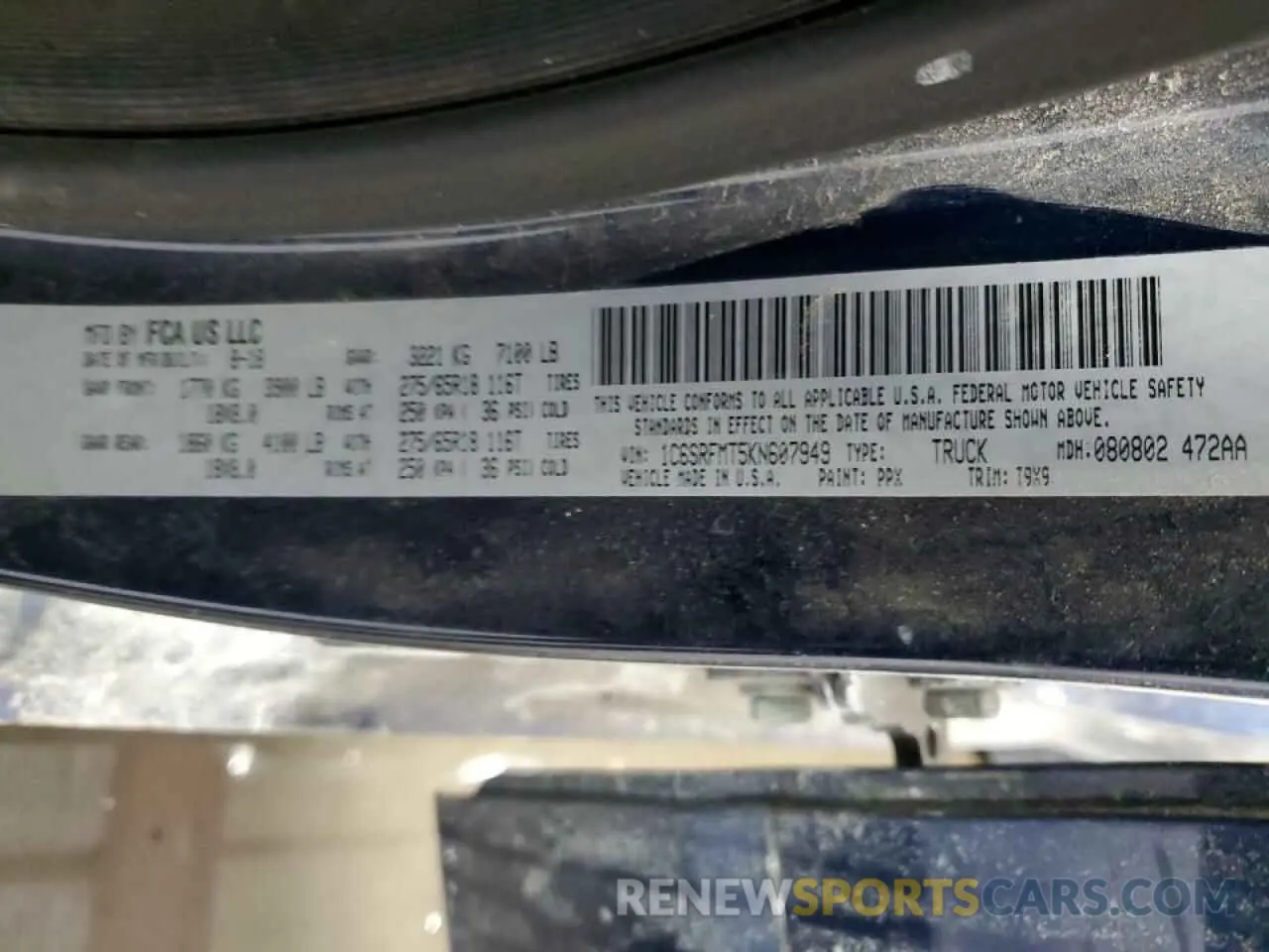 14 Photograph of a damaged car 1C6SRFMT5KN607949 RAM 1500 2019