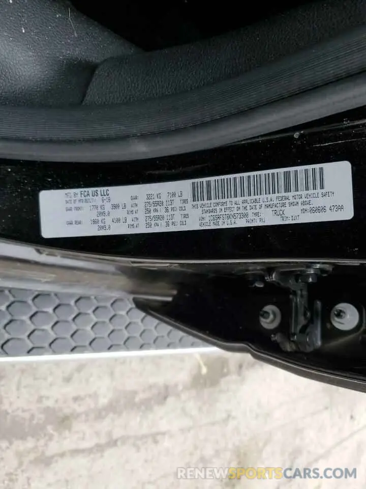 15 Photograph of a damaged car 1C6SRFST6KN573300 RAM 1500 2019
