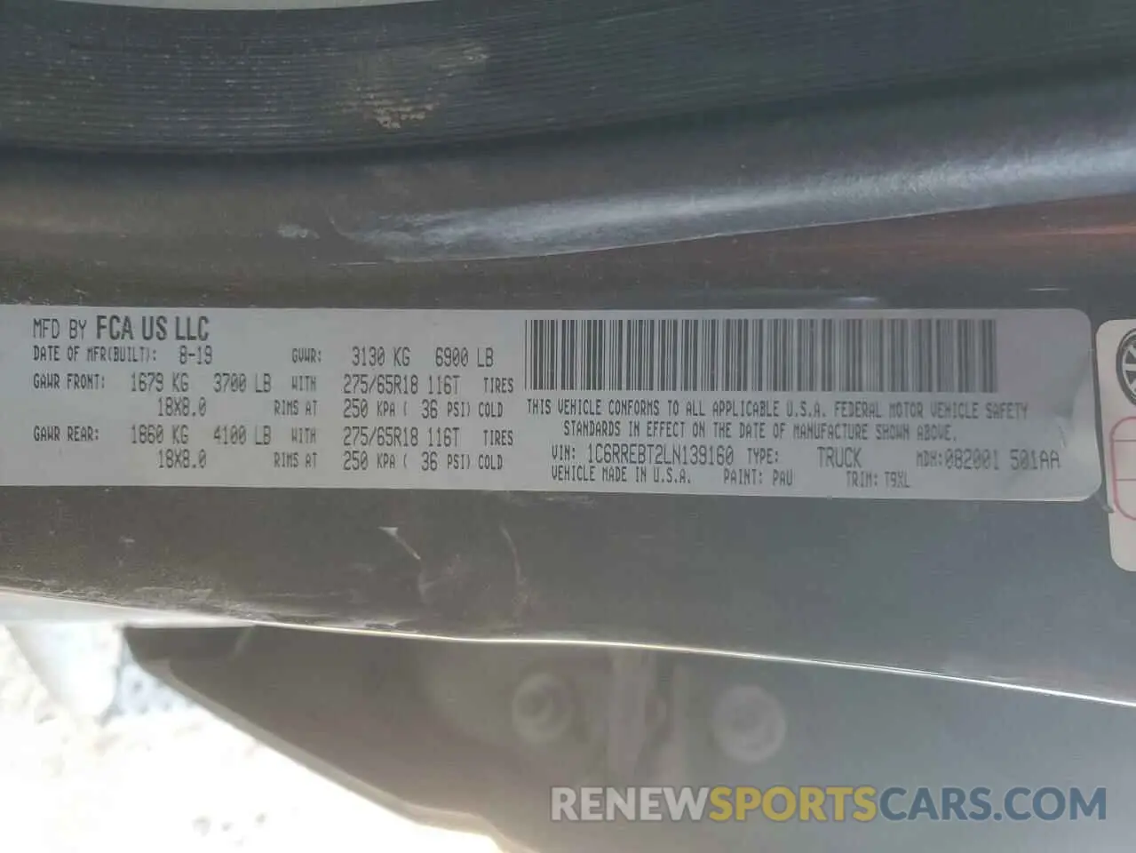 12 Photograph of a damaged car 1C6RREBT2LN139160 RAM 1500 2020