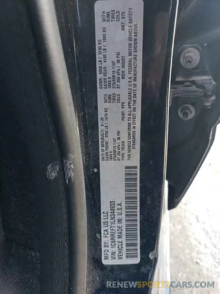 13 Фотография поврежденного автомобиля 1C6RREFT1LN344933 RAM 1500 2020