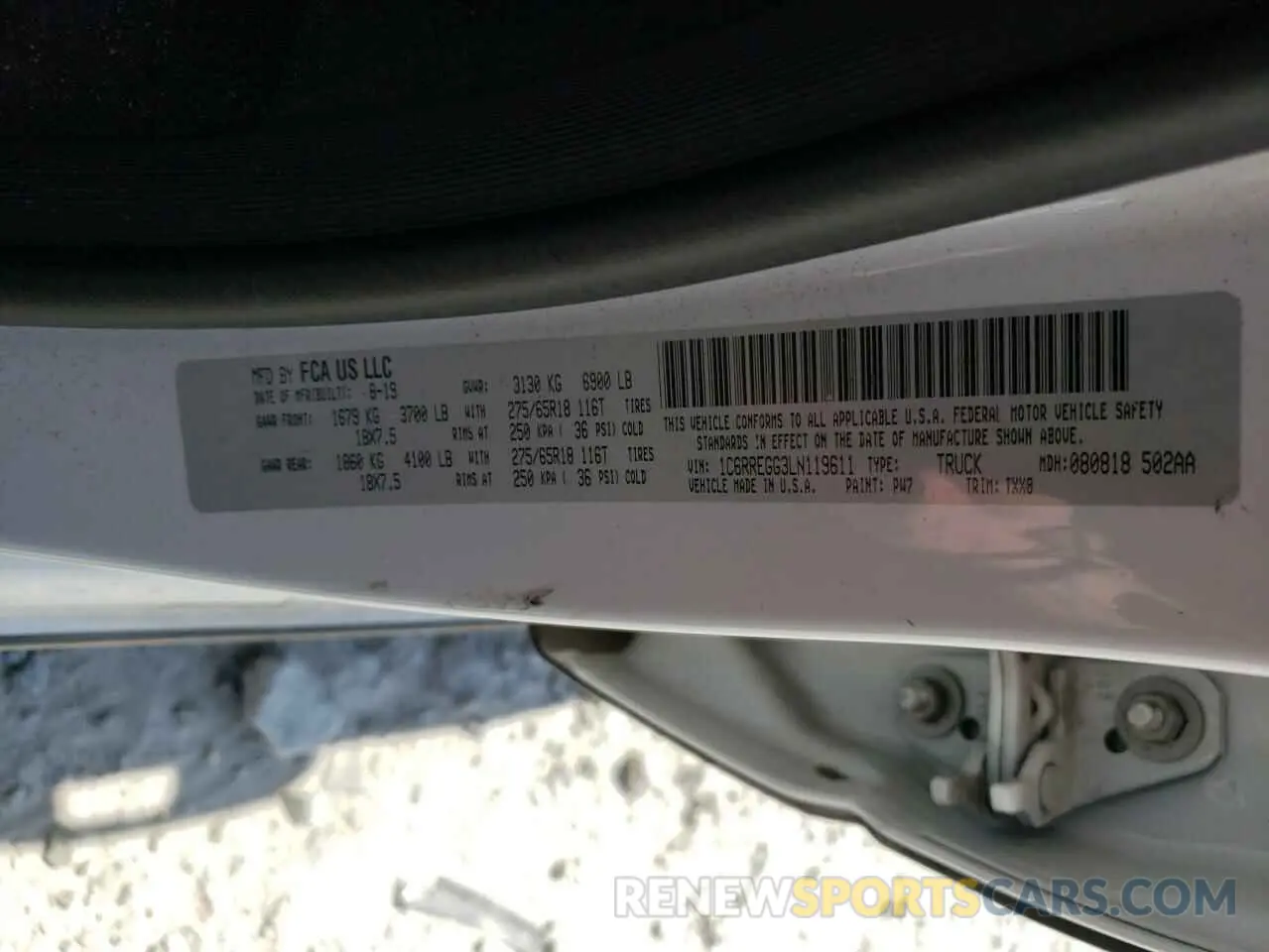 12 Photograph of a damaged car 1C6RREGG3LN119611 RAM 1500 2020