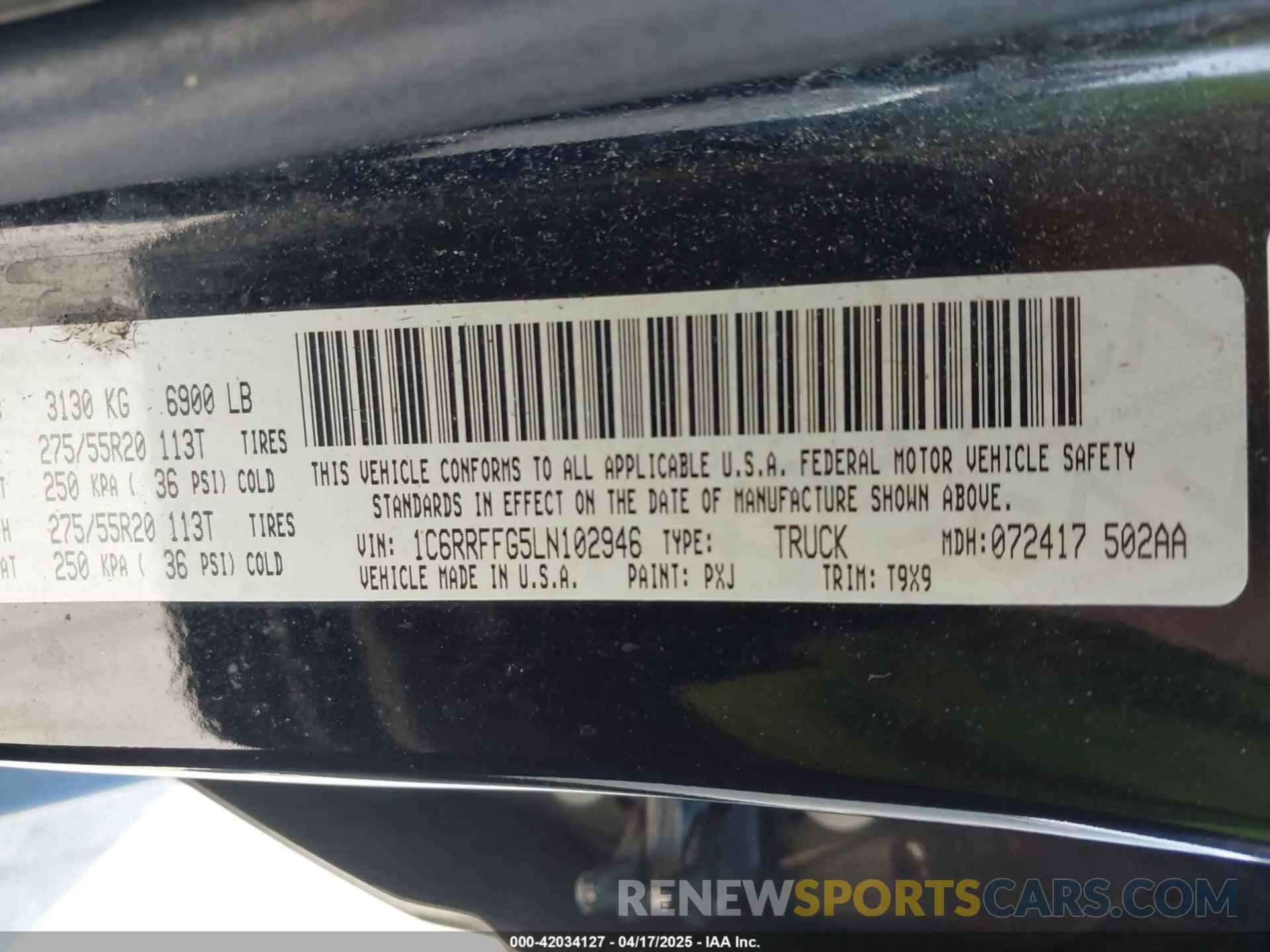 9 Фотография поврежденного автомобиля 1C6RRFFG5LN102946 RAM 1500 2020