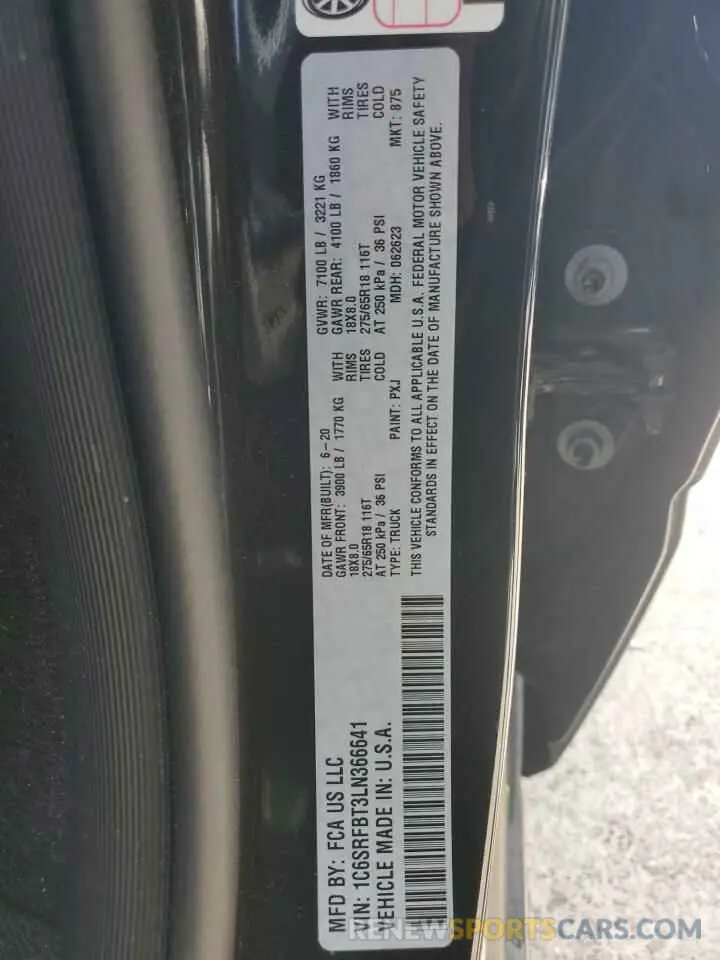13 Photograph of a damaged car 1C6SRFBT3LN366641 RAM 1500 2020