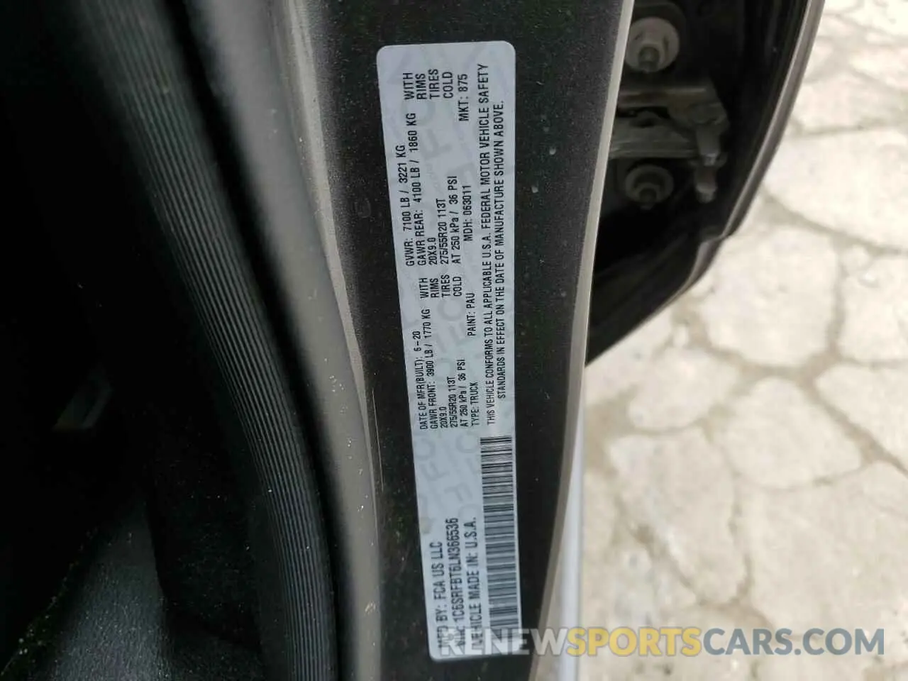 14 Фотография поврежденного автомобиля 1C6SRFBT6LN366536 RAM 1500 2020