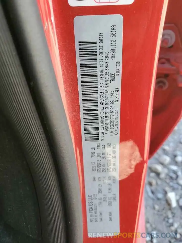 14 Фотография поврежденного автомобиля 1C6SRFBT7LN130106 RAM 1500 2020