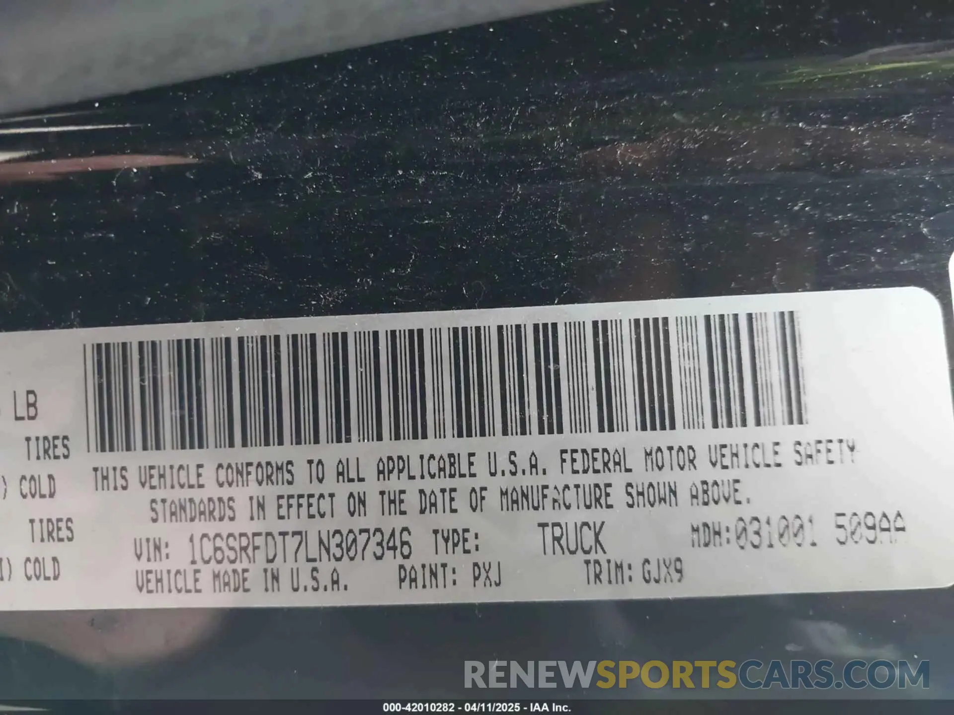 9 Фотография поврежденного автомобиля 1C6SRFDT7LN307346 RAM 1500 2020