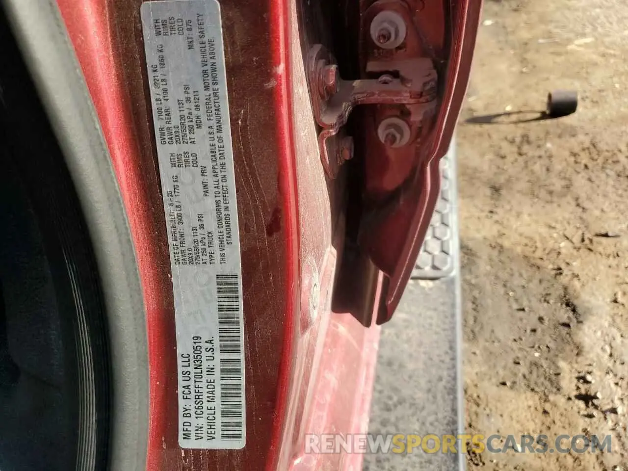 12 Фотография поврежденного автомобиля 1C6SRFFT0LN350519 RAM 1500 2020