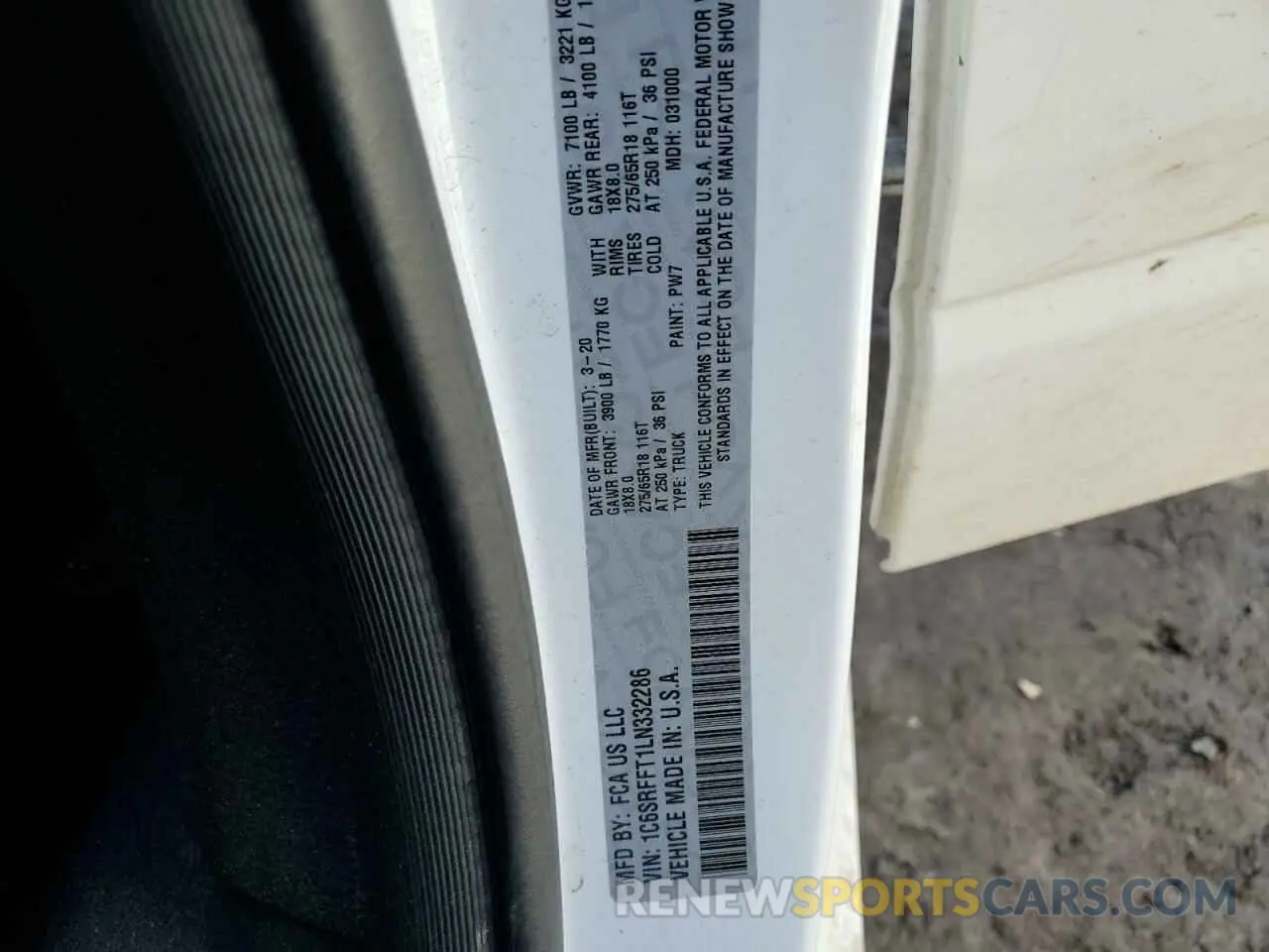 14 Фотография поврежденного автомобиля 1C6SRFFT1LN332286 RAM 1500 2020