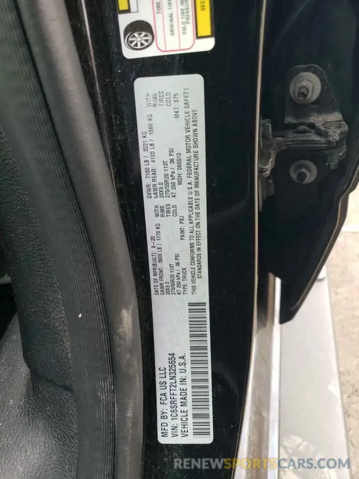12 Фотография поврежденного автомобиля 1C6SRFFT2LN325654 RAM 1500 2020