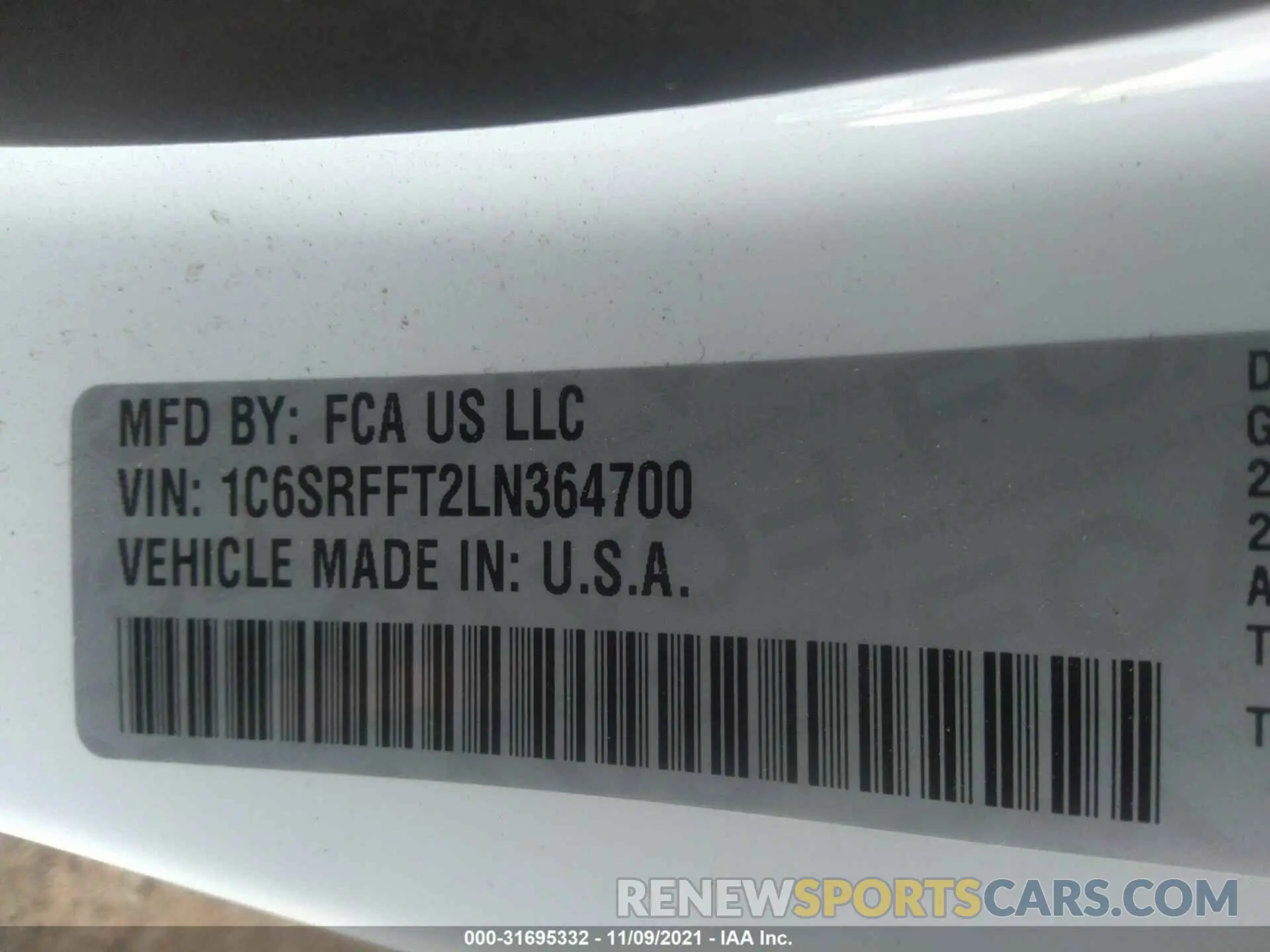 9 Фотография поврежденного автомобиля 1C6SRFFT2LN364700 RAM 1500 2020