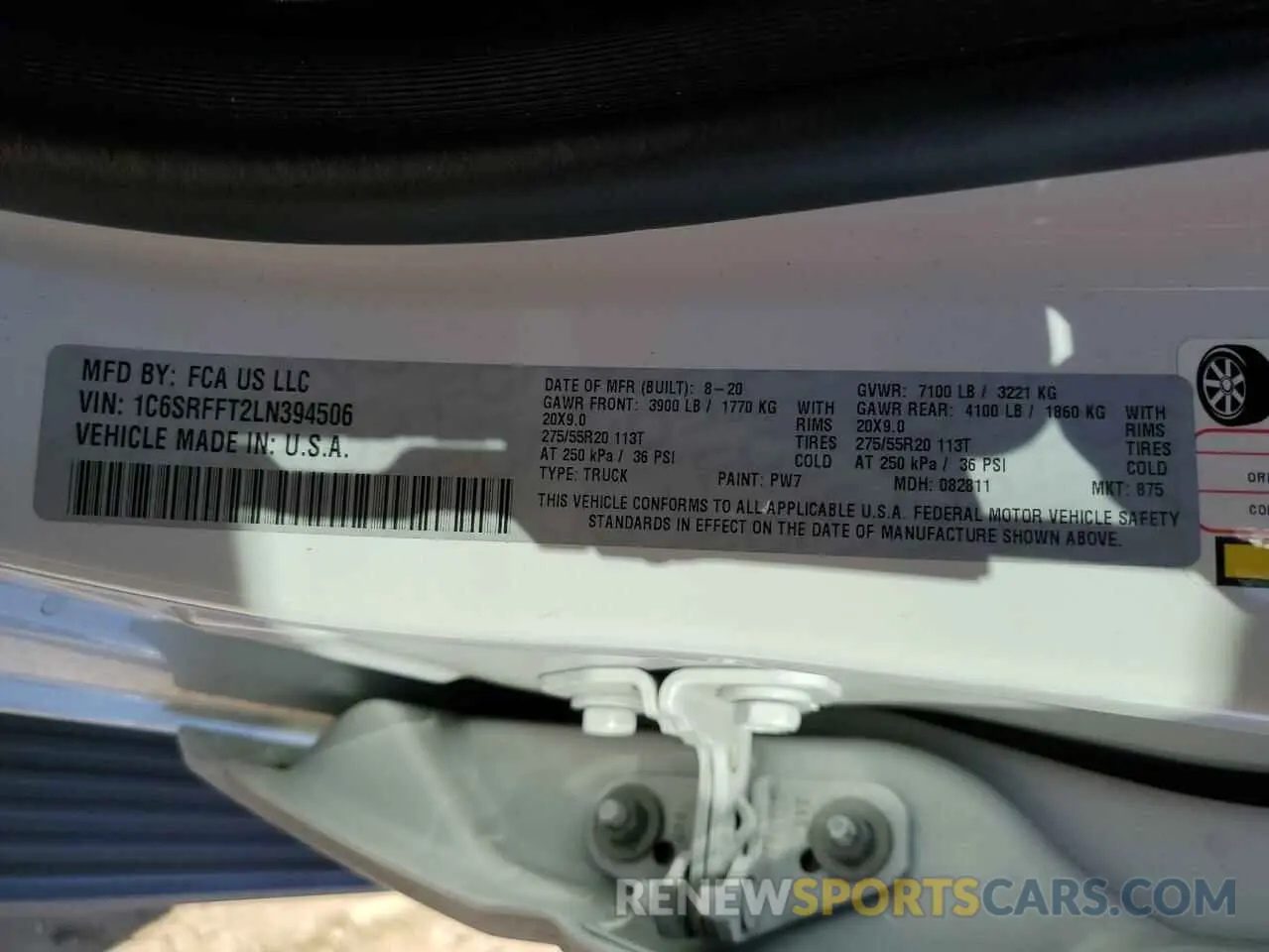 12 Photograph of a damaged car 1C6SRFFT2LN394506 RAM 1500 2020