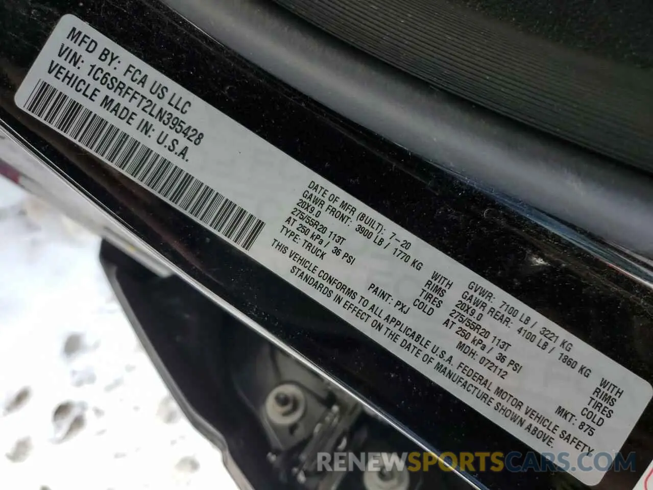 12 Фотография поврежденного автомобиля 1C6SRFFT2LN395428 RAM 1500 2020