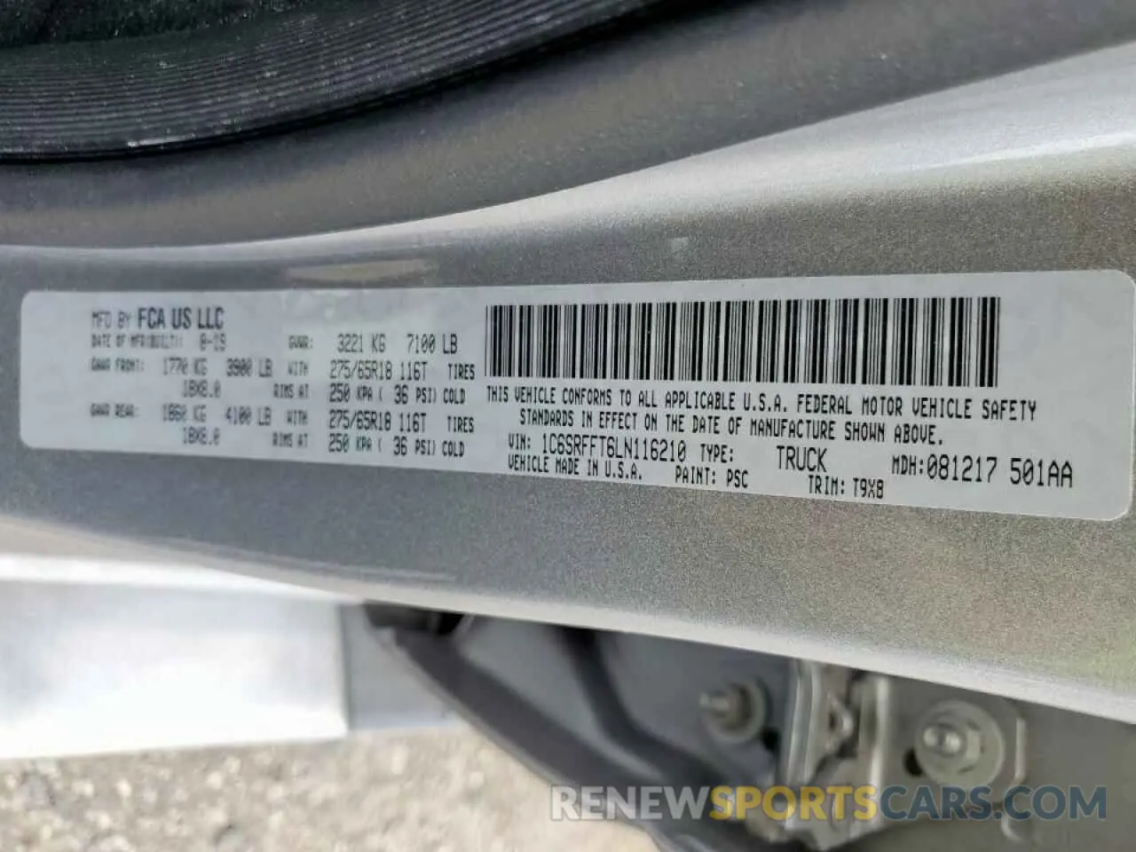 13 Photograph of a damaged car 1C6SRFFT6LN116210 RAM 1500 2020