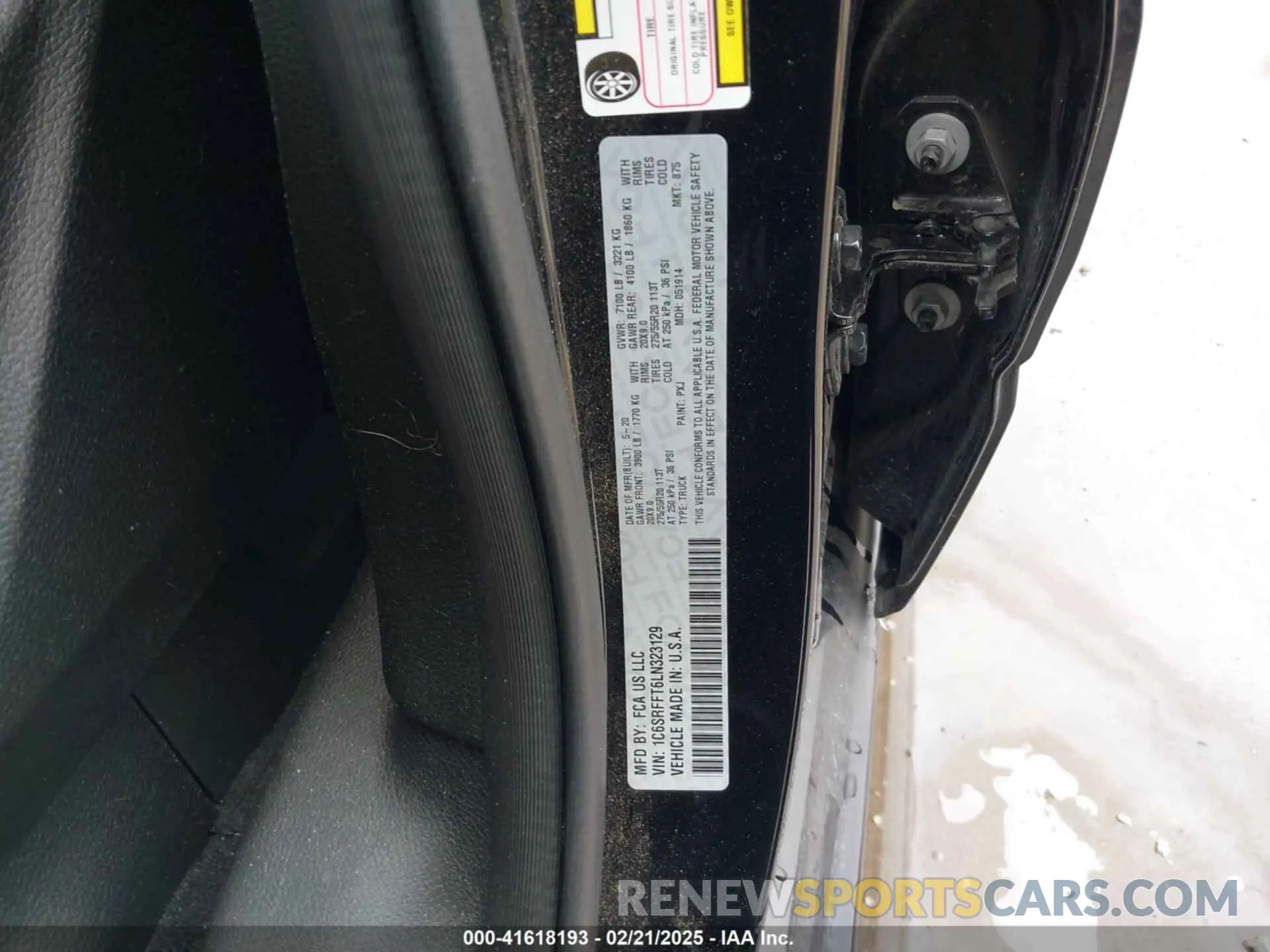 9 Фотография поврежденного автомобиля 1C6SRFFT6LN323129 RAM 1500 2020