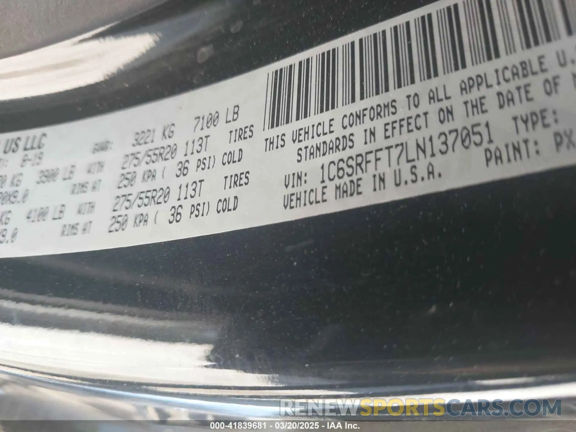 9 Photograph of a damaged car 1C6SRFFT7LN137051 RAM 1500 2020