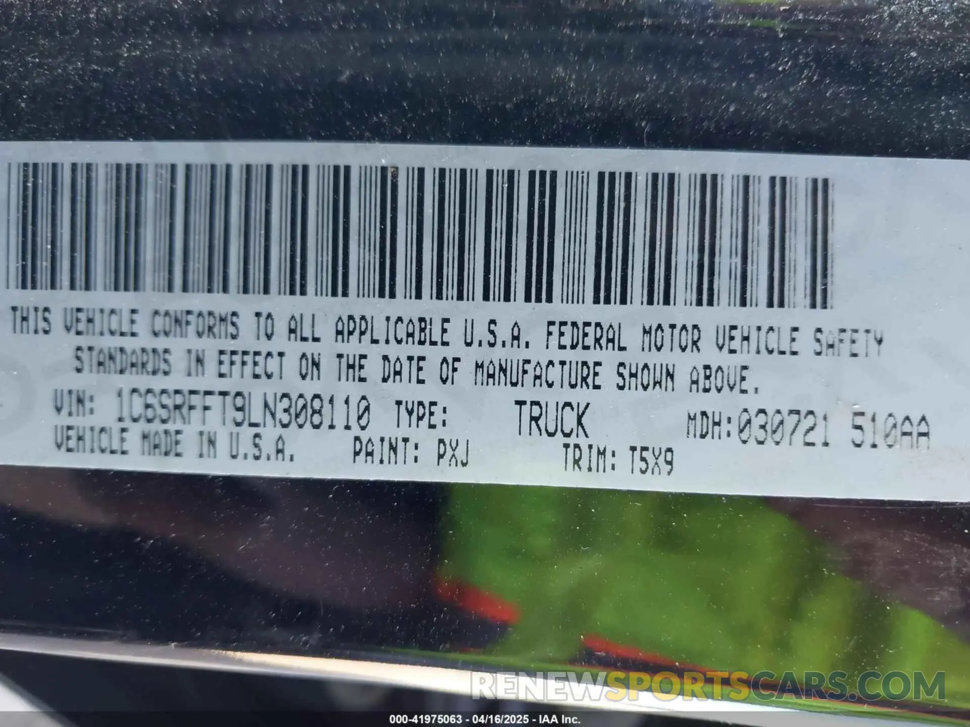 9 Фотография поврежденного автомобиля 1C6SRFFT9LN308110 RAM 1500 2020