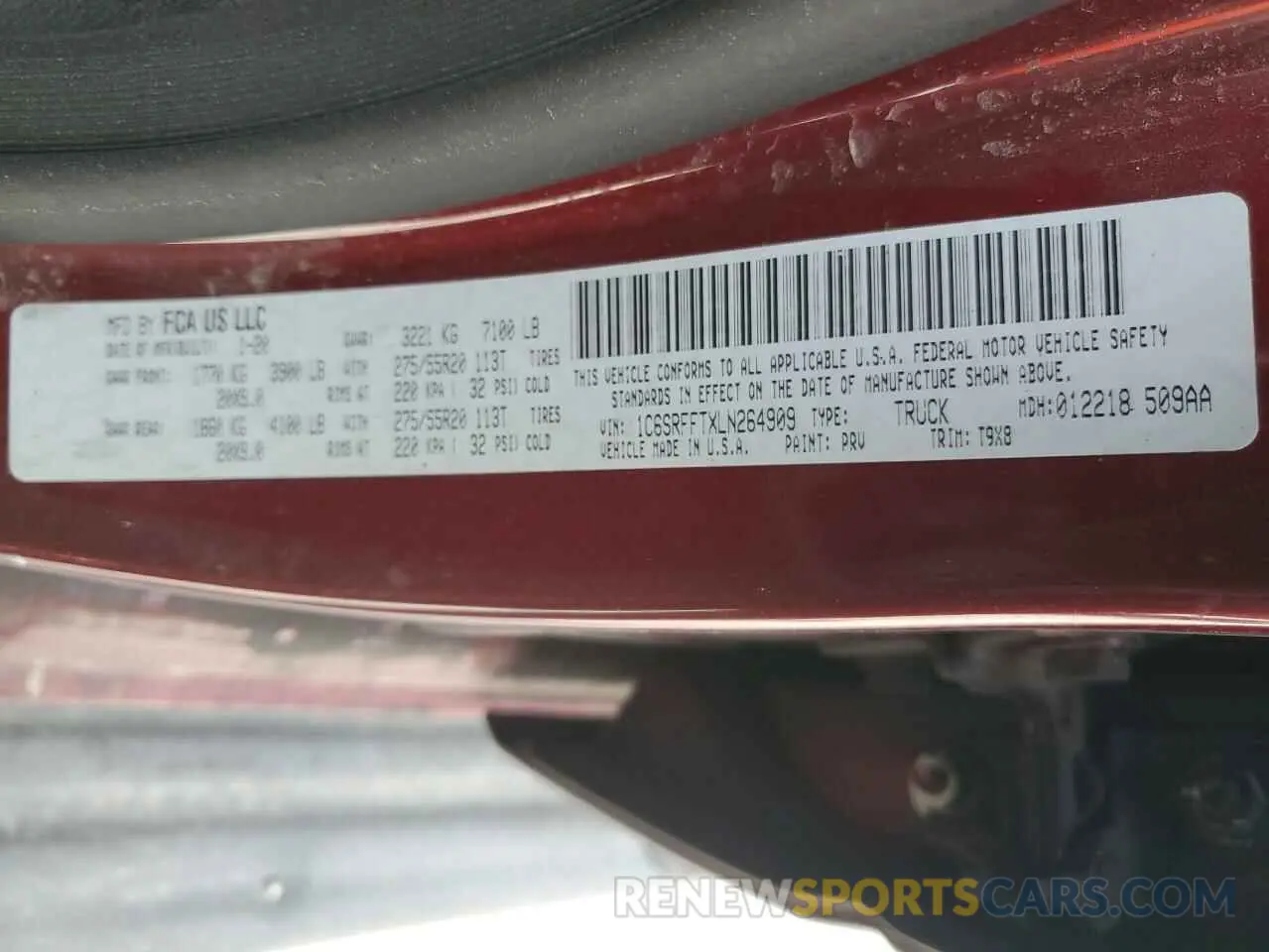 13 Фотография поврежденного автомобиля 1C6SRFFTXLN264909 RAM 1500 2020