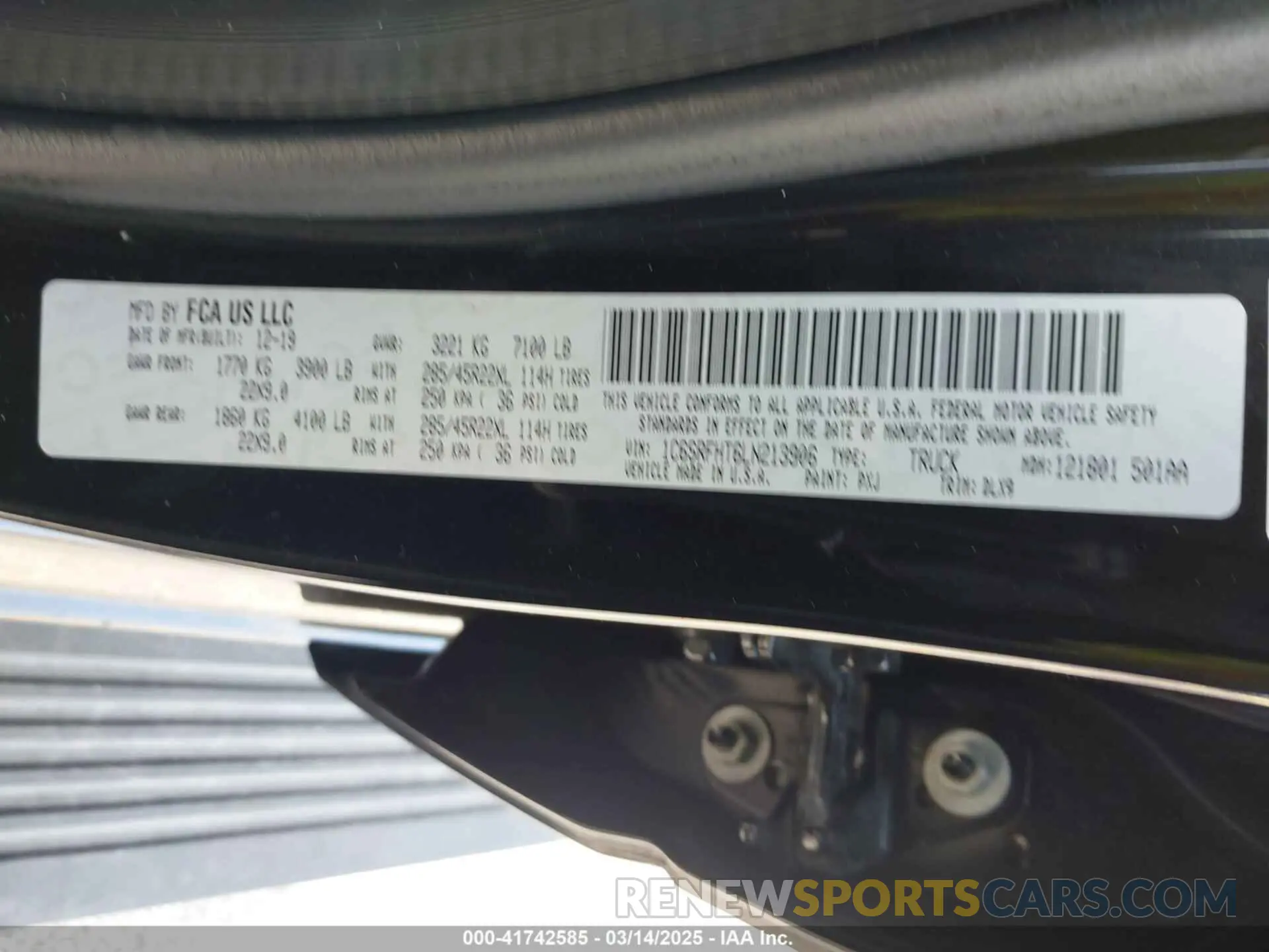9 Фотография поврежденного автомобиля 1C6SRFHT6LN213906 RAM 1500 2020