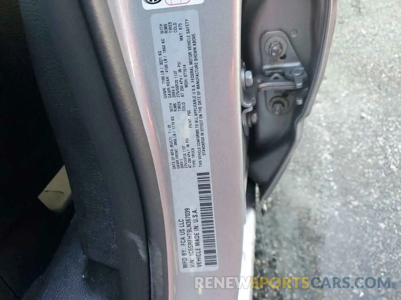 13 Фотография поврежденного автомобиля 1C6SRFHT9LN367039 RAM 1500 2020