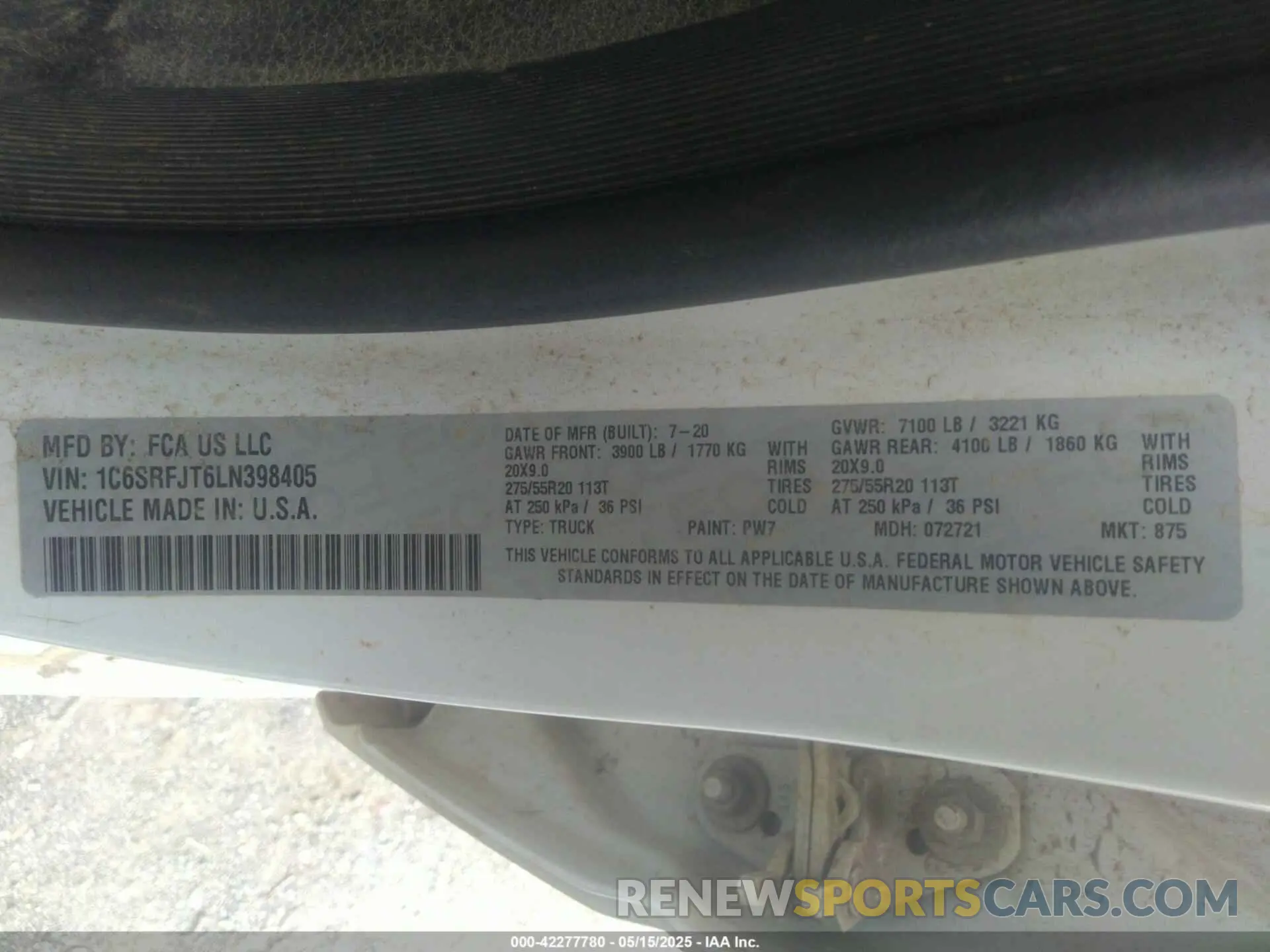 9 Фотография поврежденного автомобиля 1C6SRFJT6LN398405 RAM 1500 2020