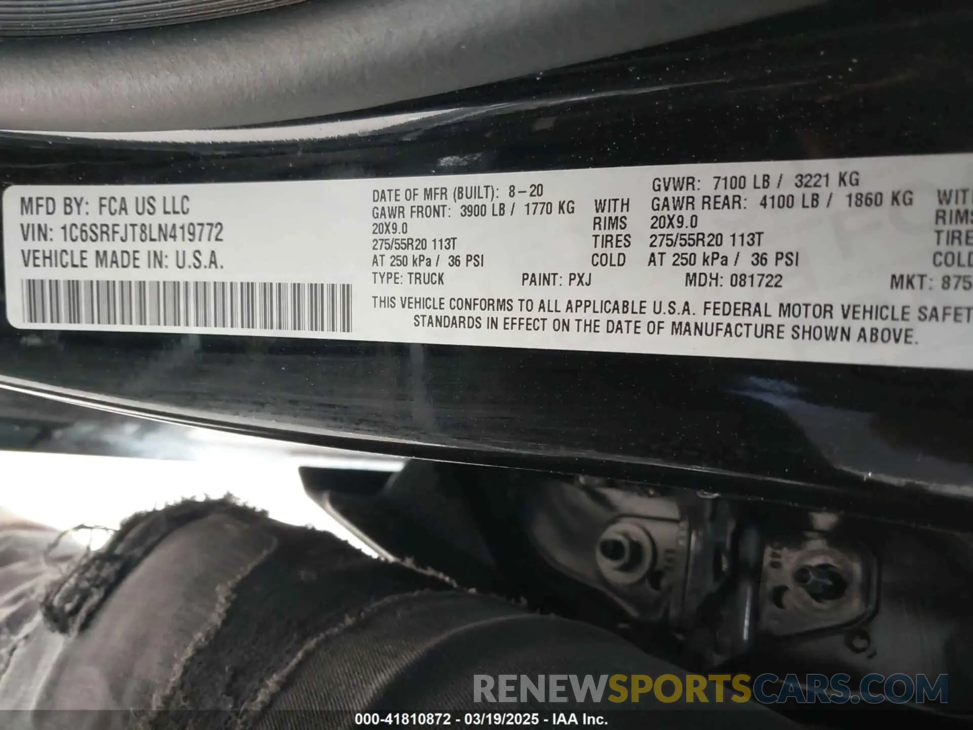 9 Фотография поврежденного автомобиля 1C6SRFJT8LN419772 RAM 1500 2020
