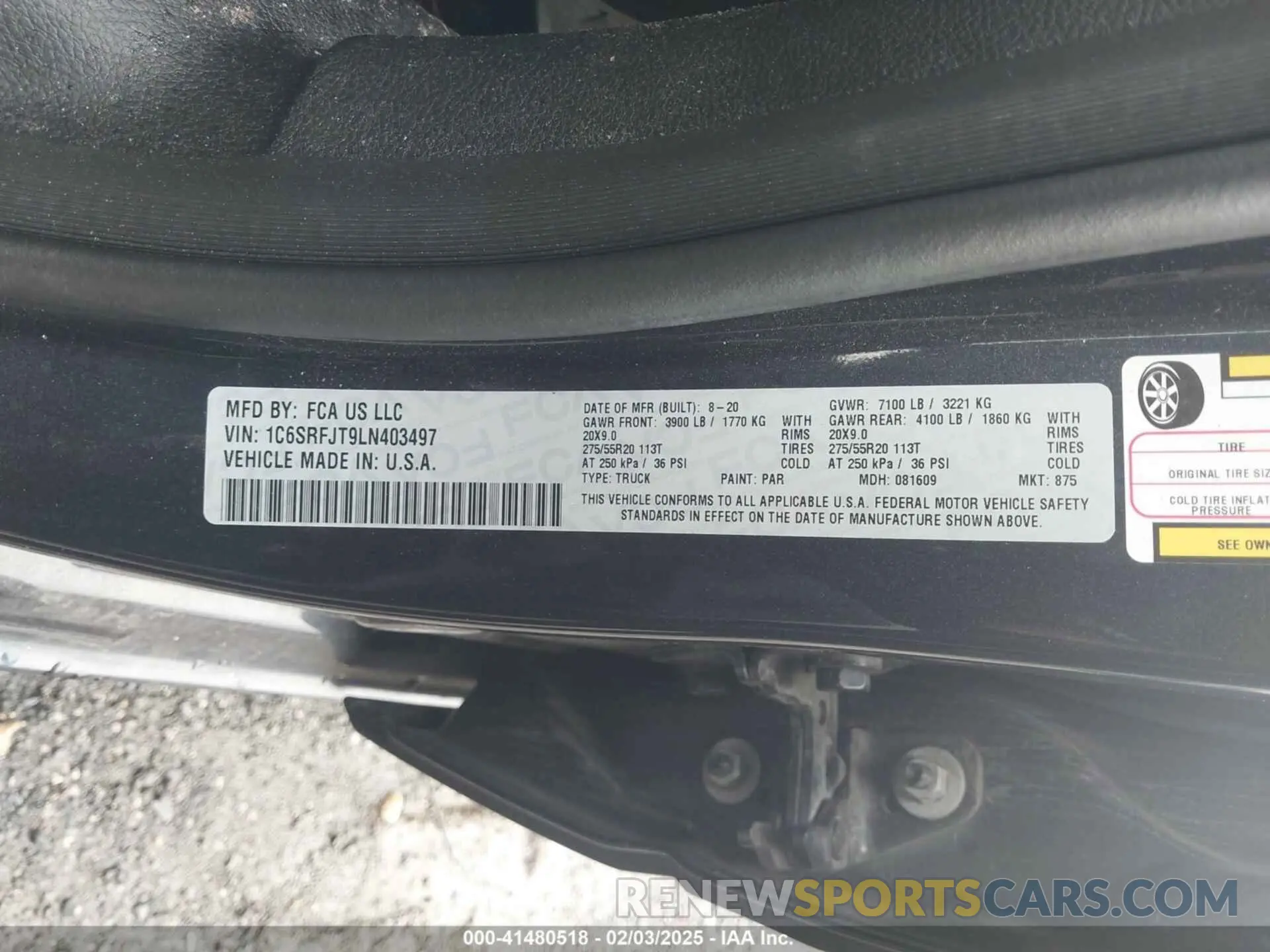 9 Фотография поврежденного автомобиля 1C6SRFJT9LN403497 RAM 1500 2020