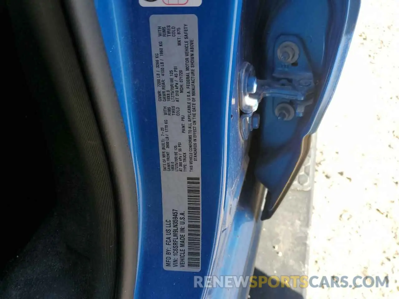 14 Фотография поврежденного автомобиля 1C6SRFLM9LN359457 RAM 1500 2020