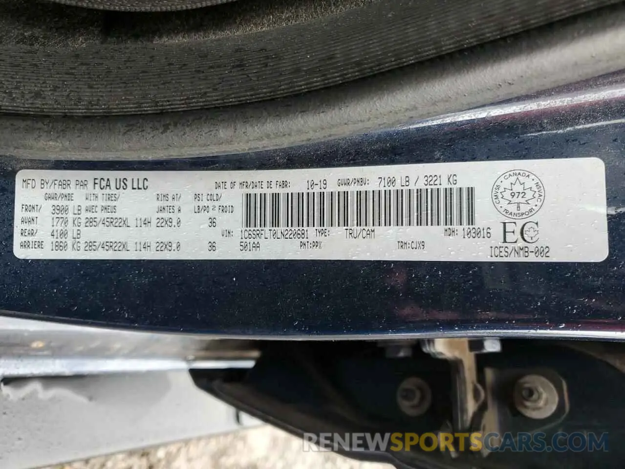 13 Photograph of a damaged car 1C6SRFLT0LN220681 RAM 1500 2020