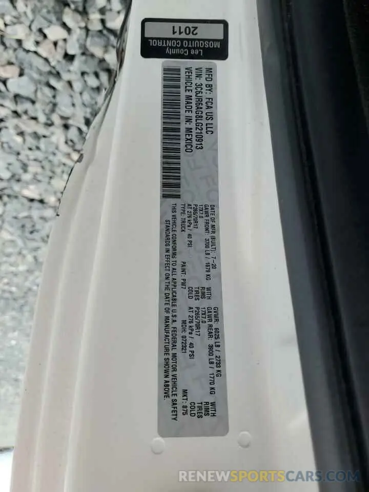 12 Фотография поврежденного автомобиля 3C6JR6AG8LG210913 RAM 1500 2020