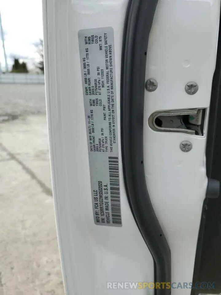 12 Фотография поврежденного автомобиля 1C6RR7GG2MS502020 RAM 1500 2021