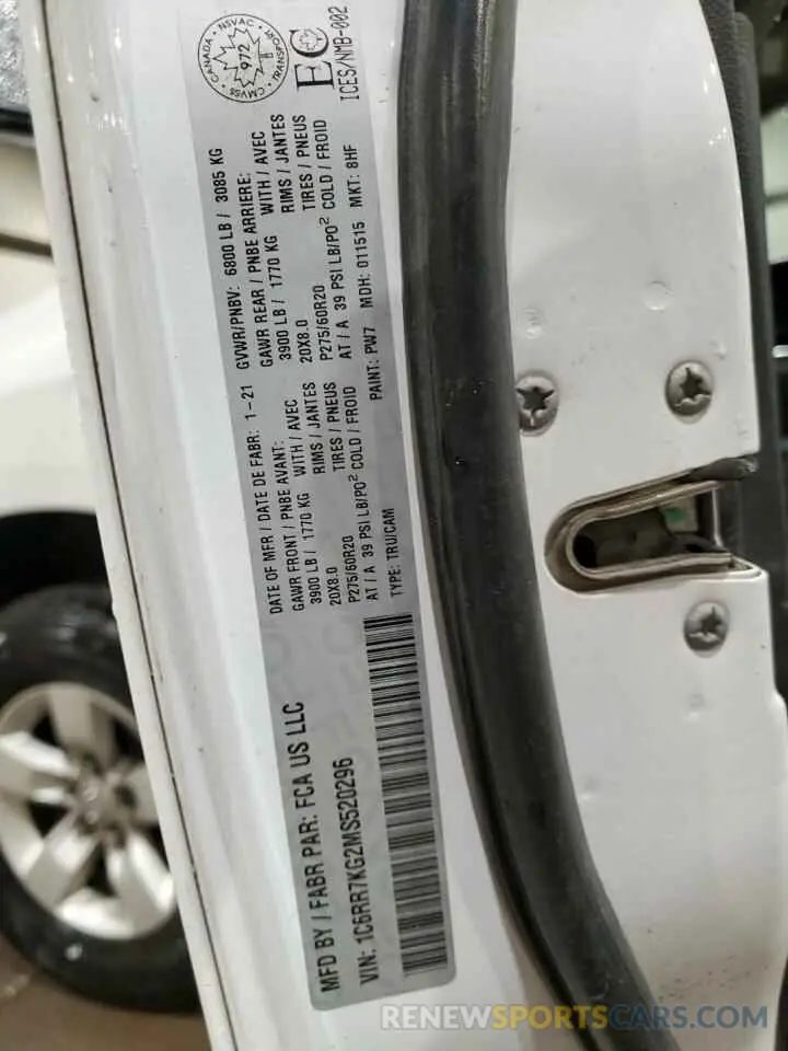 12 Photograph of a damaged car 1C6RR7KG2MS520296 RAM 1500 2021