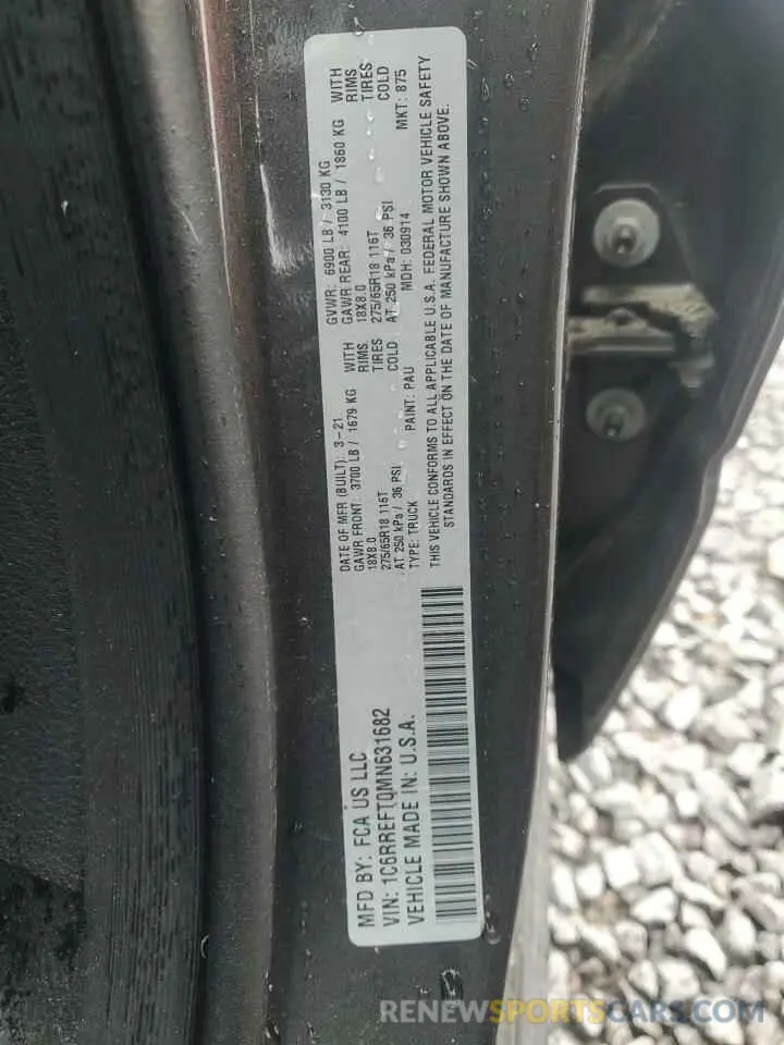 12 Фотография поврежденного автомобиля 1C6RREFT0MN631682 RAM 1500 2021