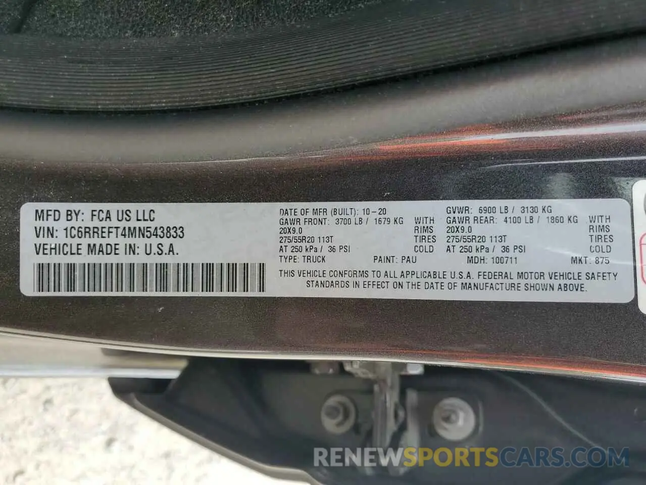 14 Фотография поврежденного автомобиля 1C6RREFT4MN543833 RAM 1500 2021