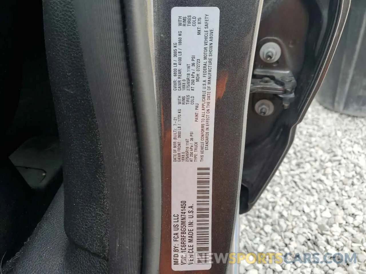 13 Photograph of a damaged car 1C6RRFBG5MN741450 RAM 1500 2021